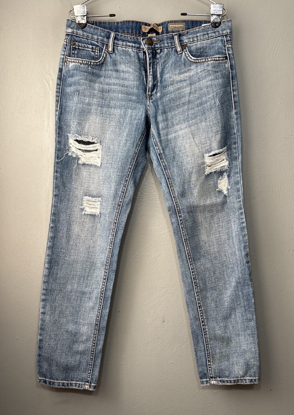 Vintage America Weekend Jeans Size 4 27 Blue Distressed Denim Shabby Boyfriend